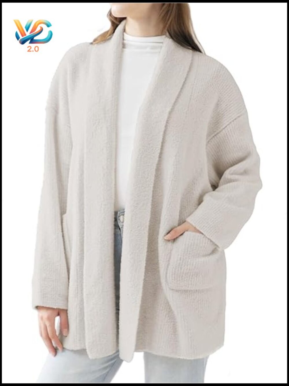 Ultra Soft Oversized Cardigan with Pockets Long Sleeve Ribbed Knit Open Front